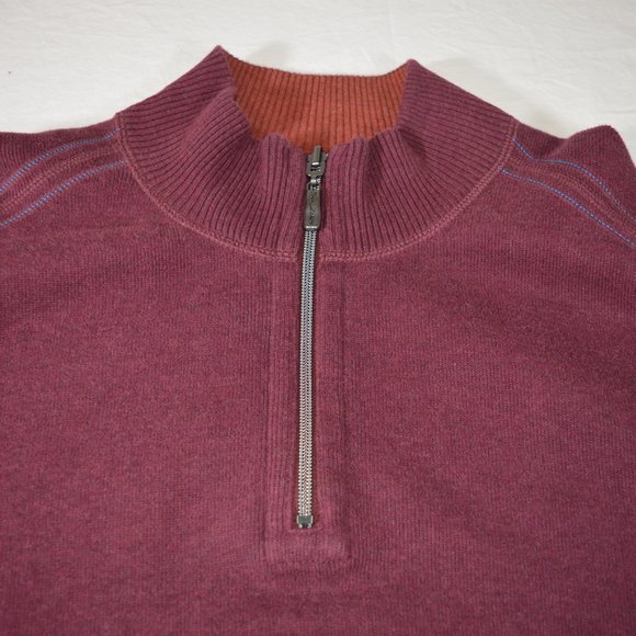 Tommy Bahamas Red Quarter Zip Long Sleeved Men's Size Large Sweater - Picture 1 of 11